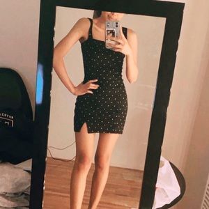 Black polka dots dress